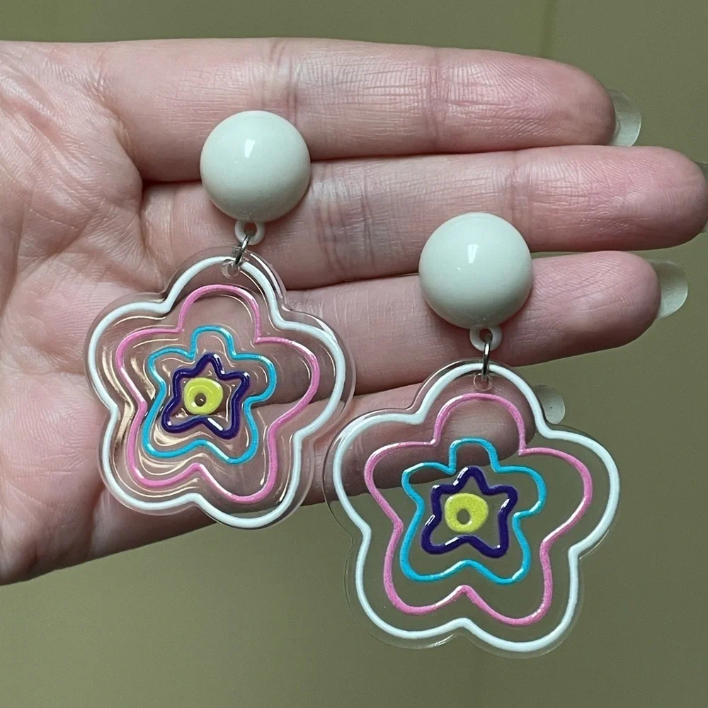 Clear acrylic flower earrings